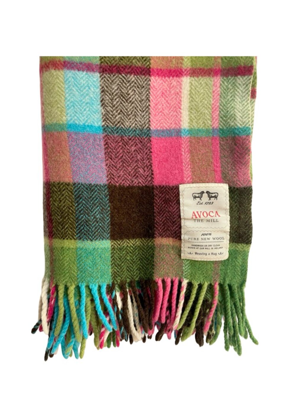 Avoca The Mill 100% Pure New Wool Plaid Scarf • Made in Ireland • Cozy Lap Throw